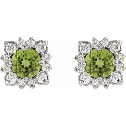 14k-white-gold-natural-peridot-&-1/2-ctw-natural-diamond-halo-style-earrings