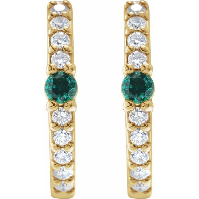 14k-white-gold-natural-pink-tourmaline-&-1/8-ctw-natural-diamond--hoop-earring