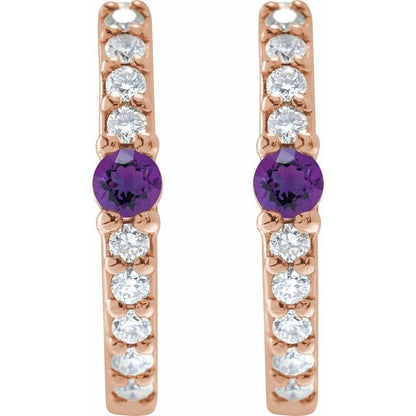 14k-rose-gold-natural-amethyst-&-1/8-ctw-natural-diamond--hoop-earring