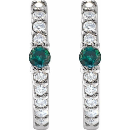 14k-white-gold-natural-alexandrite-&-1/8-ctw-natural-diamond--hoop-earring