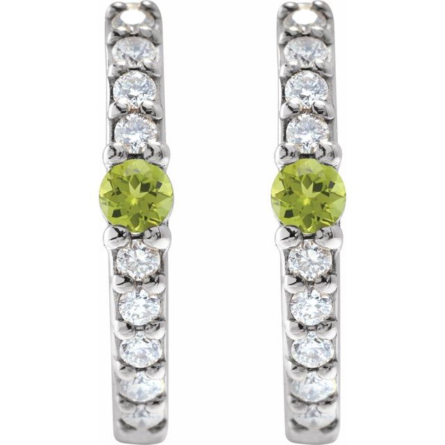 platinum-natural-peridot-&-1/8-ctw-natural-diamond--hoop-earring