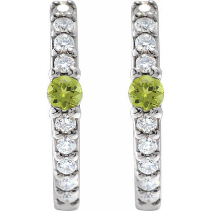 platinum-natural-peridot-&-1/8-ctw-natural-diamond--hoop-earring