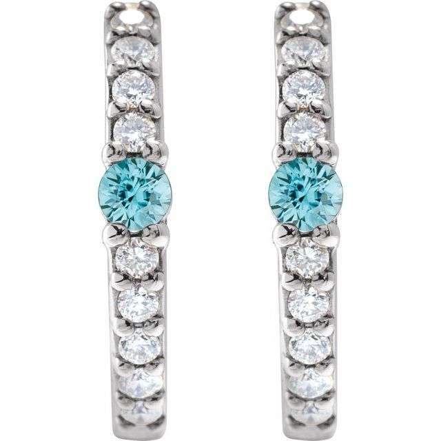 14k-white-gold-natural-blue-zircon-&-1/8-ctw-natural-diamond--hoop-earring