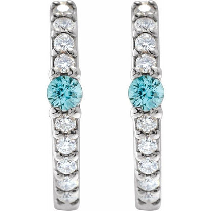14k-white-gold-natural-blue-zircon-&-1/8-ctw-natural-diamond--hoop-earring