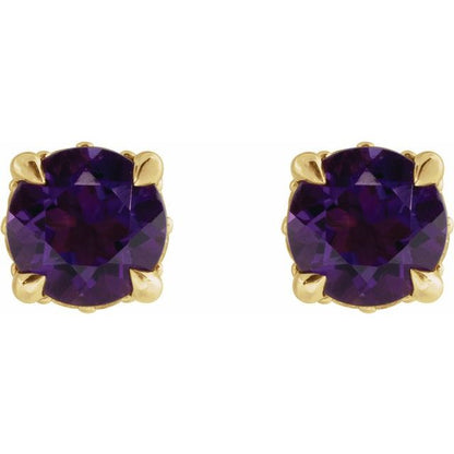 14k-white-gold-natural-mozambique-garnet-&-.06-ctw-natural-diamond-semi-set-hidden-halo-style-stud-earrings