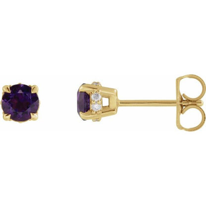 14k-white-gold-natural-mozambique-garnet-&-.06-ctw-natural-diamond-semi-set-hidden-halo-style-stud-earrings