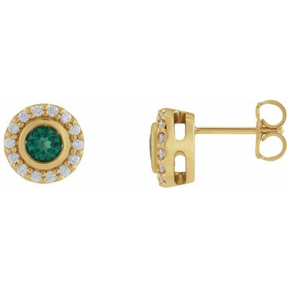 14k-white-gold-natural-london-blue-topaz-&-1/5-ctw-natural-diamond-halo-style-stud-earrings