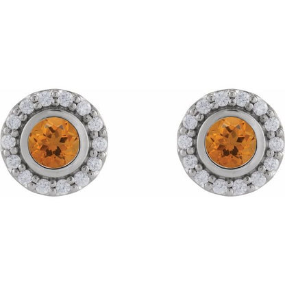 14k-white-gold-natural-citrine-&-1/5-ctw-natural-diamond-halo-style-stud-earrings
