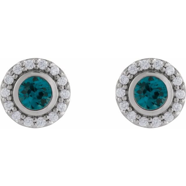 14k-white-gold-natural-london-blue-topaz-&-1/5-ctw-natural-diamond-halo-style-stud-earrings