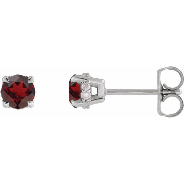 14k-white-gold-natural-mozambique-garnet-&-.06-ctw-natural-diamond-semi-set-hidden-halo-style-stud-earrings