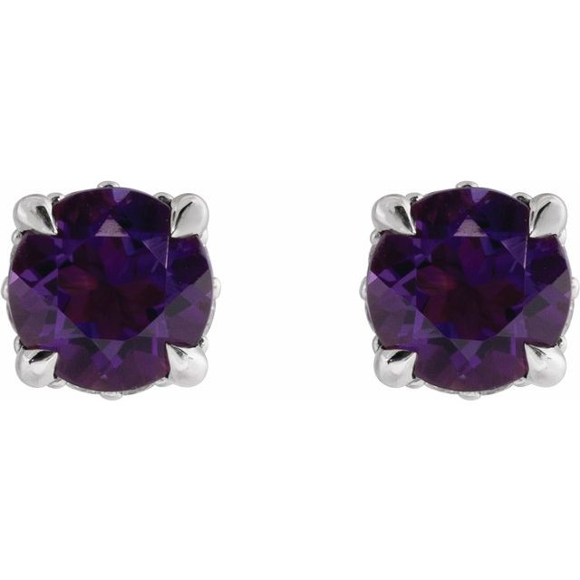 14k-white-gold-natural-amethyst-&-.06-ctw-natural-diamond-semi-set-hidden-halo-style-stud-earrings