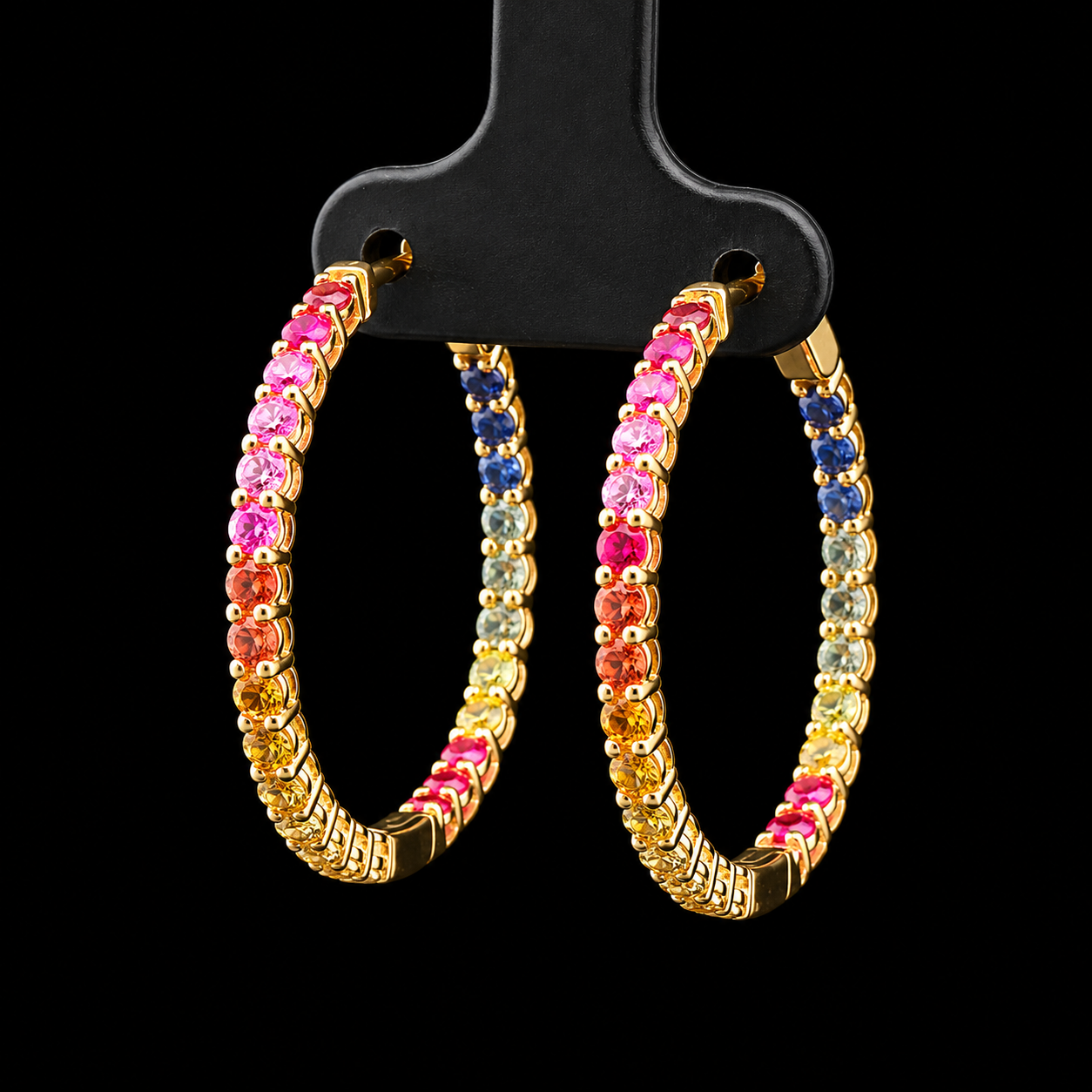 14KT Yellow Gold 1.90 CTTW Birthstone Hoop Earrings – Highline Custom ...