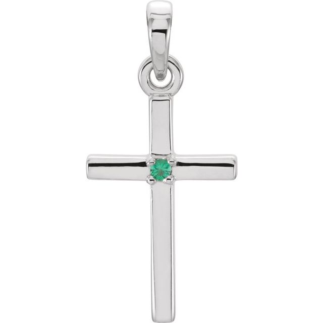 14k-white-gold-natural-emerald-cross-pendant