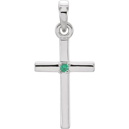14k-white-gold-natural-emerald-cross-pendant