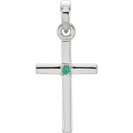 14k-white-gold-natural-emerald-cross-pendant