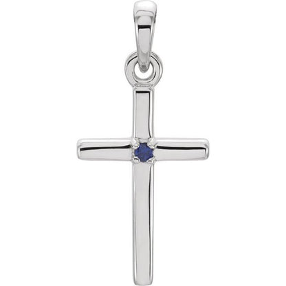 14k-white-gold-natural-blue-sapphire-cross-pendant