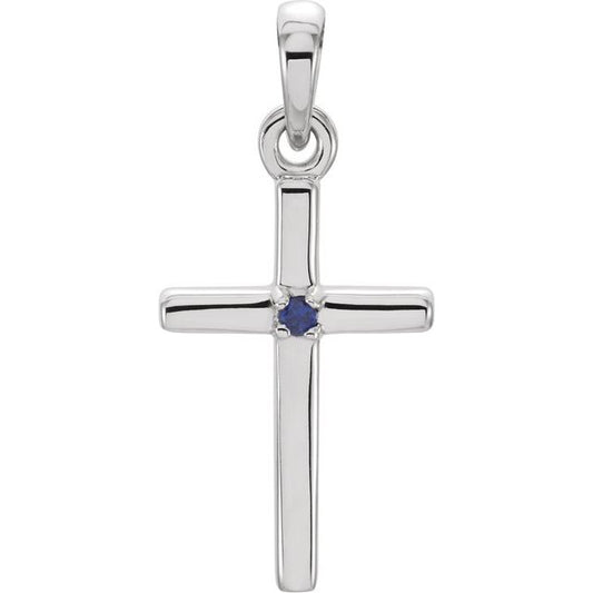 14k-white-gold-natural-blue-sapphire-cross-pendant