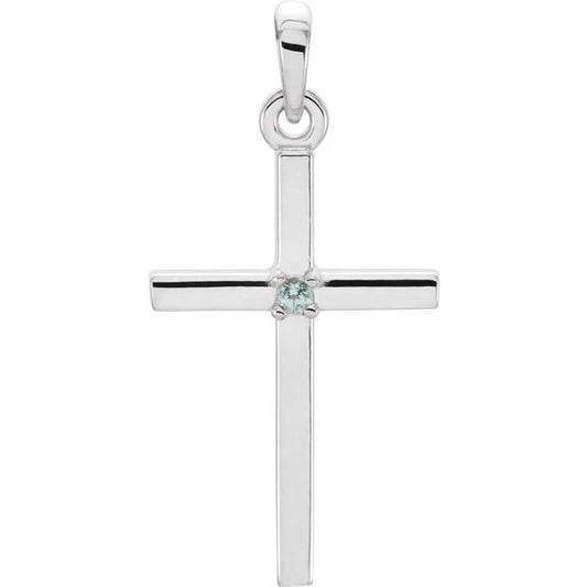 14k-white-gold-natural-blue-zircon-cross-pendant