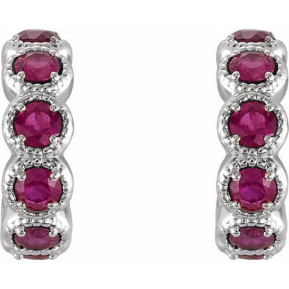 14k-white-gold-natural-ruby-hoop-earrings