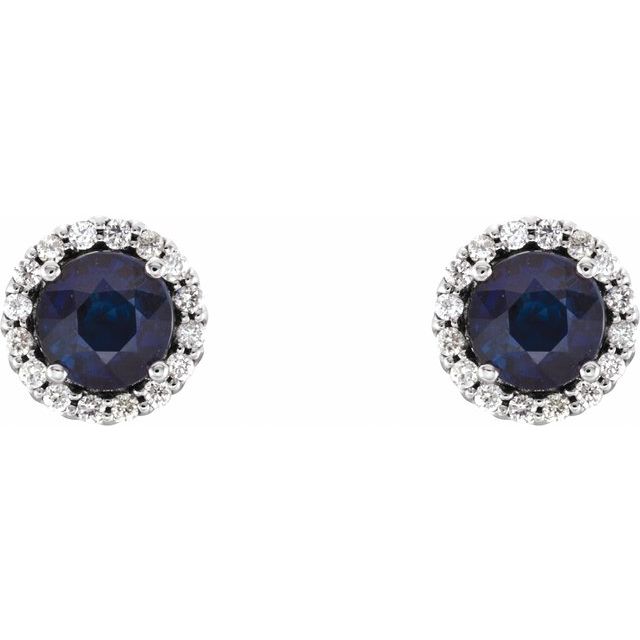 14k-white-gold--natural-blue-sapphire-&-1/10-ctw-natural-diamond-earrings