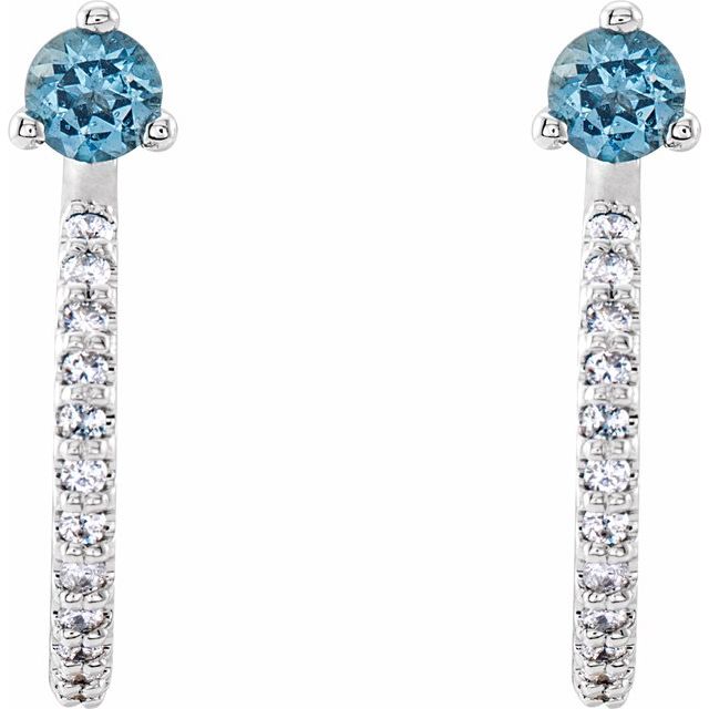 14k-white-gold-natural-aquamarine-&-1/8-ctw-natural-diamond-j-hoop-earrings