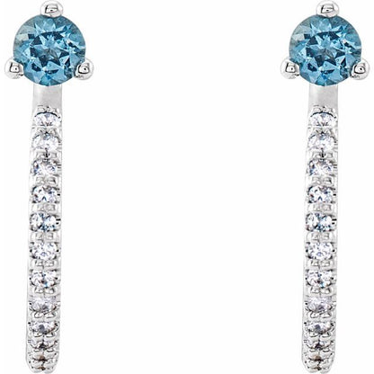 14k-white-gold-natural-aquamarine-&-1/8-ctw-natural-diamond-j-hoop-earrings
