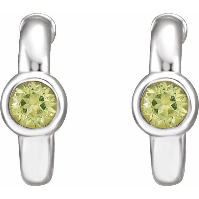 14k-white-gold-natural-peridot-huggie-hoop-earrings