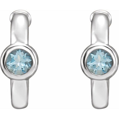 14k-white-gold-natural-aquamarine-huggie-hoop-earrings