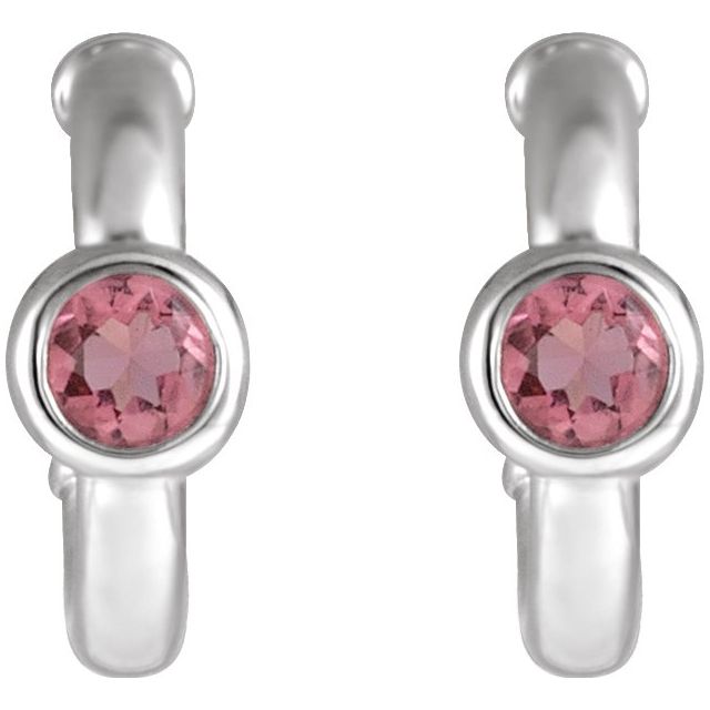 14k-white-gold-natural-pink-tourmaline-huggie-hoop-earrings