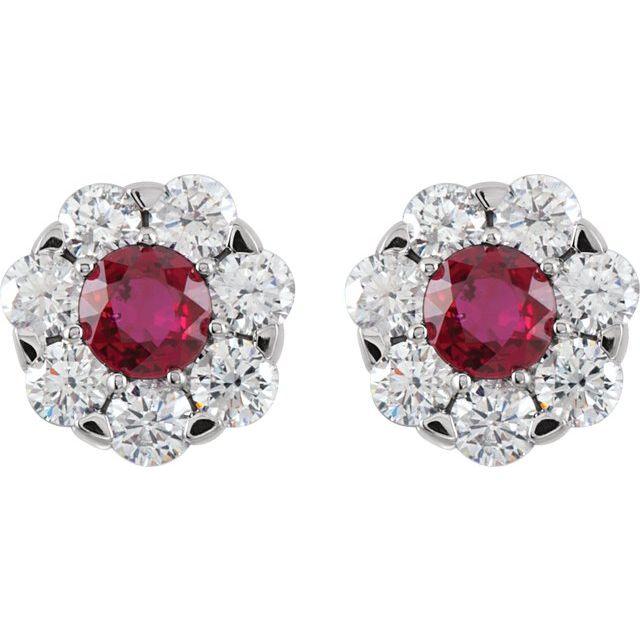 14k-white-gold-natural-ruby-&-1-1/8-ctw-natural-diamond-cluster-earrings