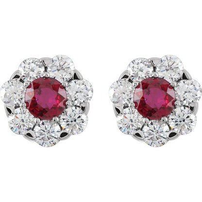 14k-white-gold-natural-ruby-&-1-1/8-ctw-natural-diamond-cluster-earrings