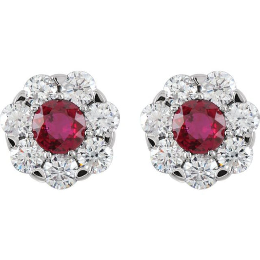 14k-white-gold-natural-ruby-&-1-1/8-ctw-natural-diamond-cluster-earrings