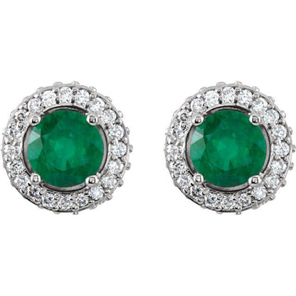 platinum-natural-emerald-&-1/3-ctw-natural-diamond-earrings