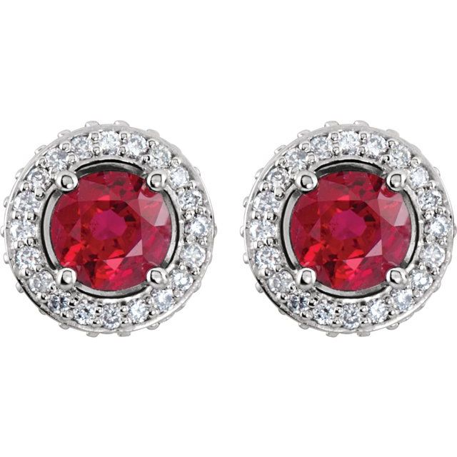 platinum-natural-ruby-&-1/3-ctw-natural-diamond-earrings