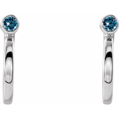 14k-white-gold--natural-aquamarine-huggie-j-hoop-earring