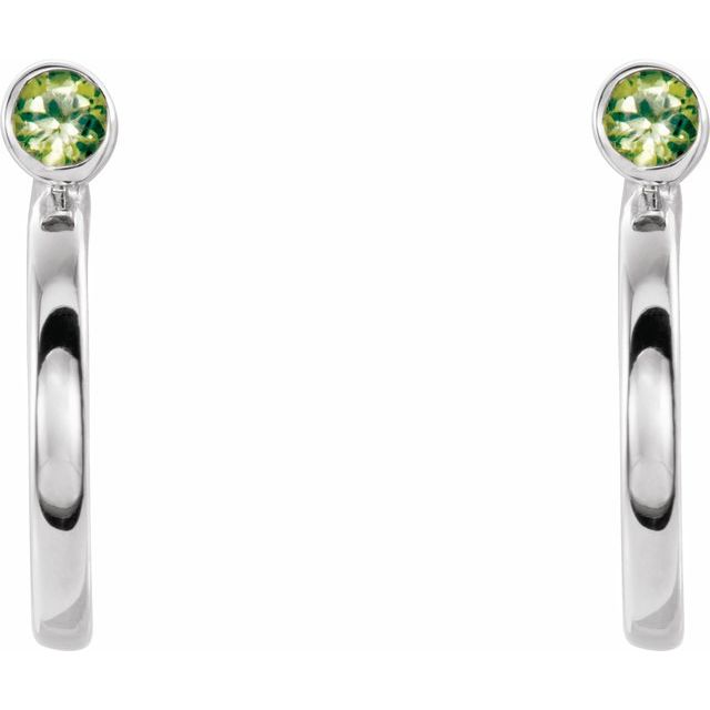 14k-white-gold--natural-peridot-huggie-j-hoop-earring