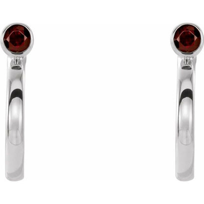 14k-white-gold--natural-mozambique-garnet-huggie-j-hoop-earring