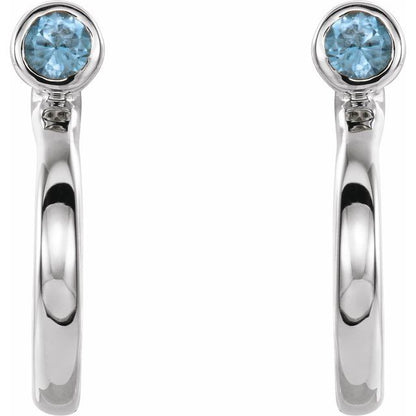 14k-white-gold--natural-blue-zircon-huggie-j-hoop-earring
