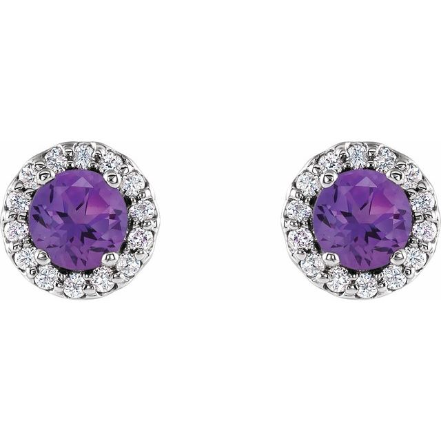 14k-white-gold--natural-amethyst-&-1/10-ctw-natural-diamond-earrings