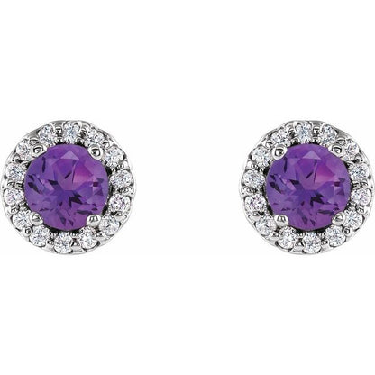 14k-white-gold--natural-amethyst-&-1/10-ctw-natural-diamond-earrings