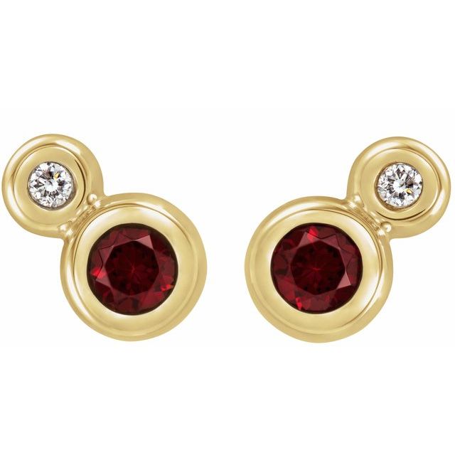 14k-yellow-gold--natural-mozambique-garnet-&-1/8-ctw-natural-diamond-earrings