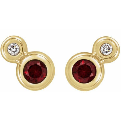 14k-yellow-gold--natural-mozambique-garnet-&-1/8-ctw-natural-diamond-earrings
