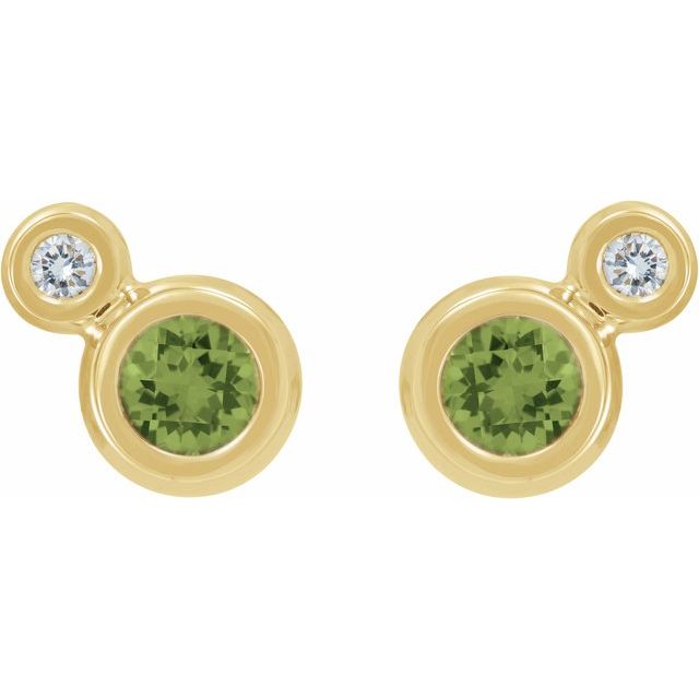 14k-yellow-gold--natural-peridot-&-1/8-ctw-natural-diamond-earrings