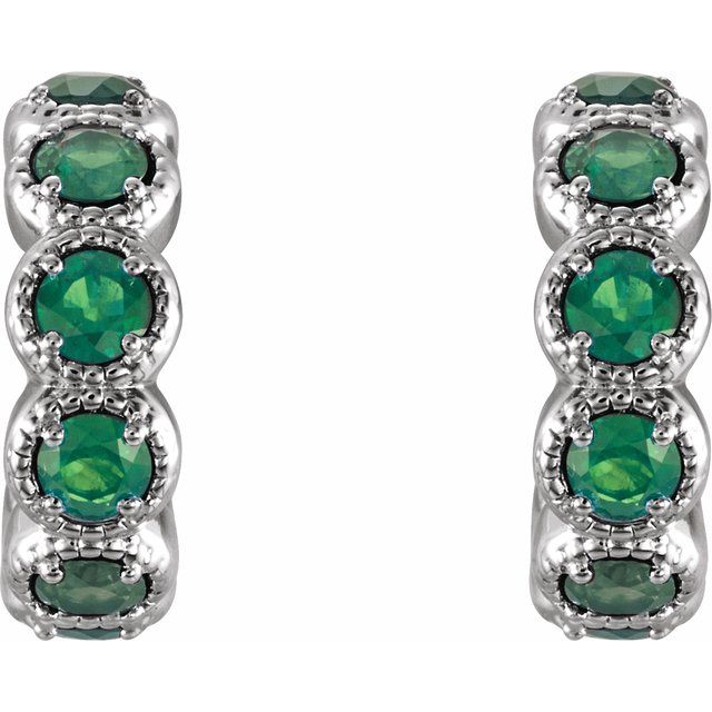 14k-white-gold-natural-emerald-hoop-earrings