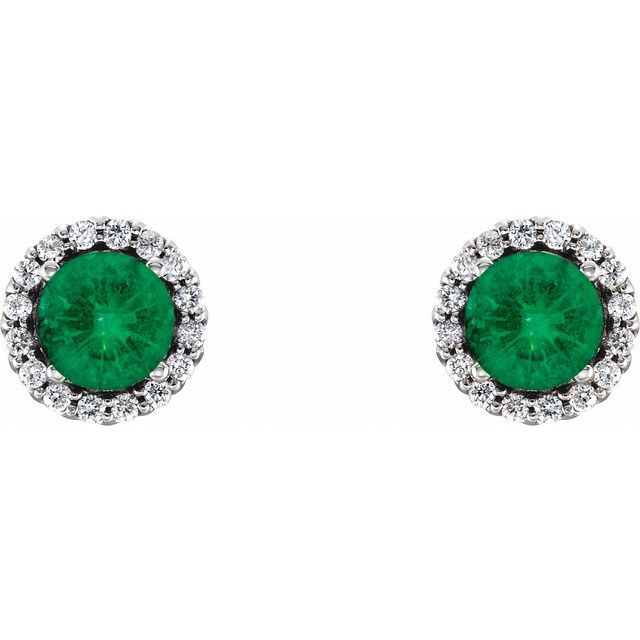 14k-white-gold--natural-emerald-&-1/10-ctw-natural-diamond-earrings
