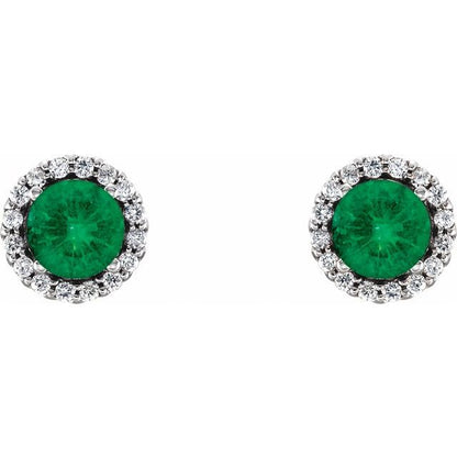 14k-white-gold--natural-emerald-&-1/10-ctw-natural-diamond-earrings