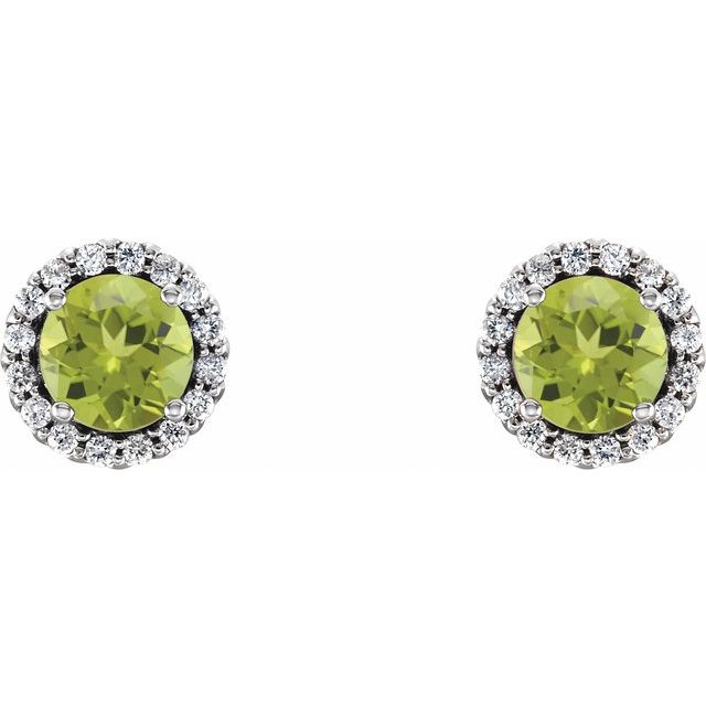 14k-white-gold--natural-peridot-&-1/10-ctw-natural-diamond-earrings