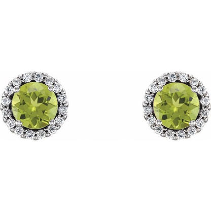 14k-white-gold--natural-peridot-&-1/10-ctw-natural-diamond-earrings
