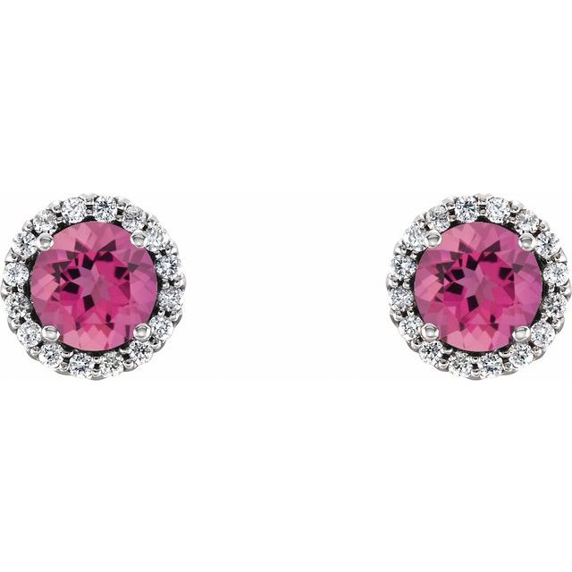 14k-white-gold--natural-pink-tourmaline-&-1/10-ctw-natural-diamond-earrings