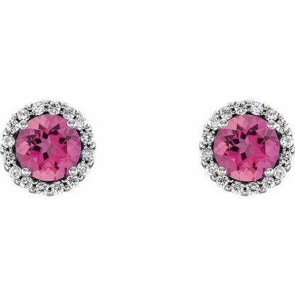 14k-white-gold--natural-pink-tourmaline-&-1/10-ctw-natural-diamond-earrings